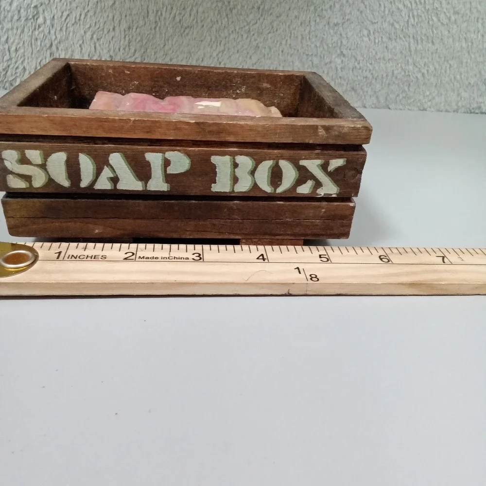 Rustic Wooden Soap Box Crate Footed Soap Dish Brown Farmhouse Bathroom Decor